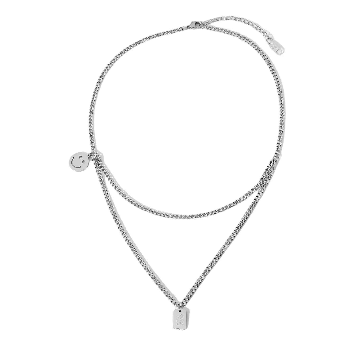 

14K Gold Plating Smiling Face Square Charms Bracelet for Women Fashion Vintage Handmade Stainless Steel Cuba Chain Bracelets