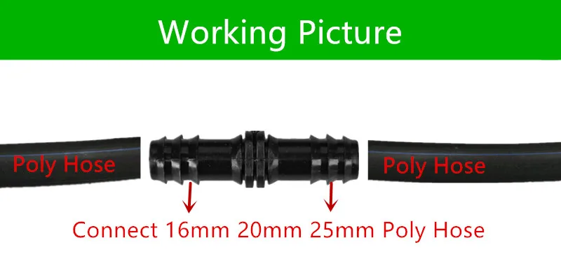 

Drip Irrigation Barbed Fitting Connector Adaptor Coupling 16mm for 1/2" PE Tubing Hose Pipe Watering Garden