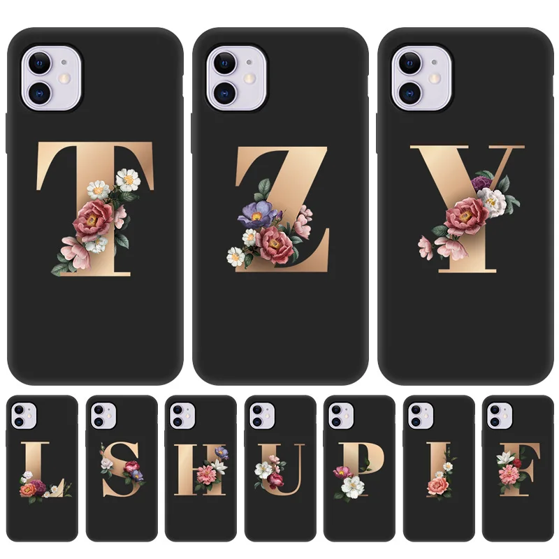 

Alphabet Flower Case For Iphone 11 Cases Silicon Phone Fundas Iphone12 12 Pro Max XR 7 8 XS X SE 2020 Mini 6 6s Plus 5 5S Covers