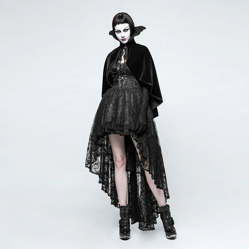 Панк рейв Готический Для женщин Винтаж позиционирования галстук черный плащ