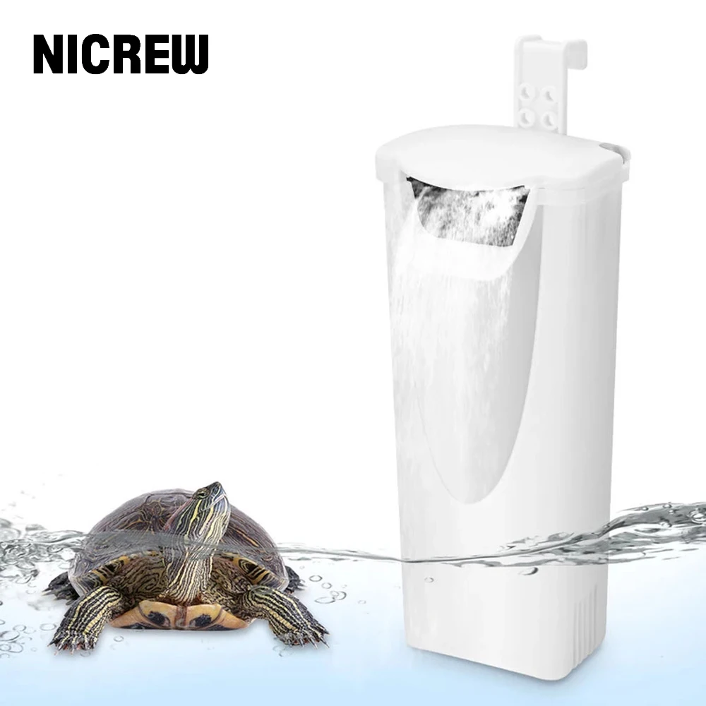 

NICREW Turtle Tank Filter Low Water Level Shallow Water Fish Tank Waterfall Silent Built-in Water Purifier 220-240V EU US Plug