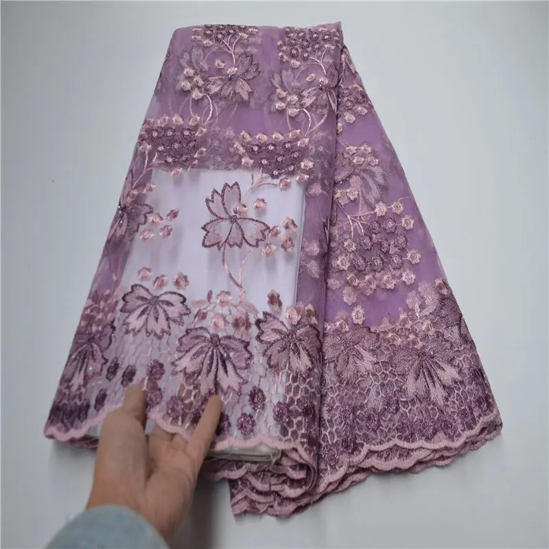 

African Lace Fabrics 2020 High Quality Lace Nigerian Tulle Lace Fabric Bride French Net Lace Fabric 5 yards Free shipping
