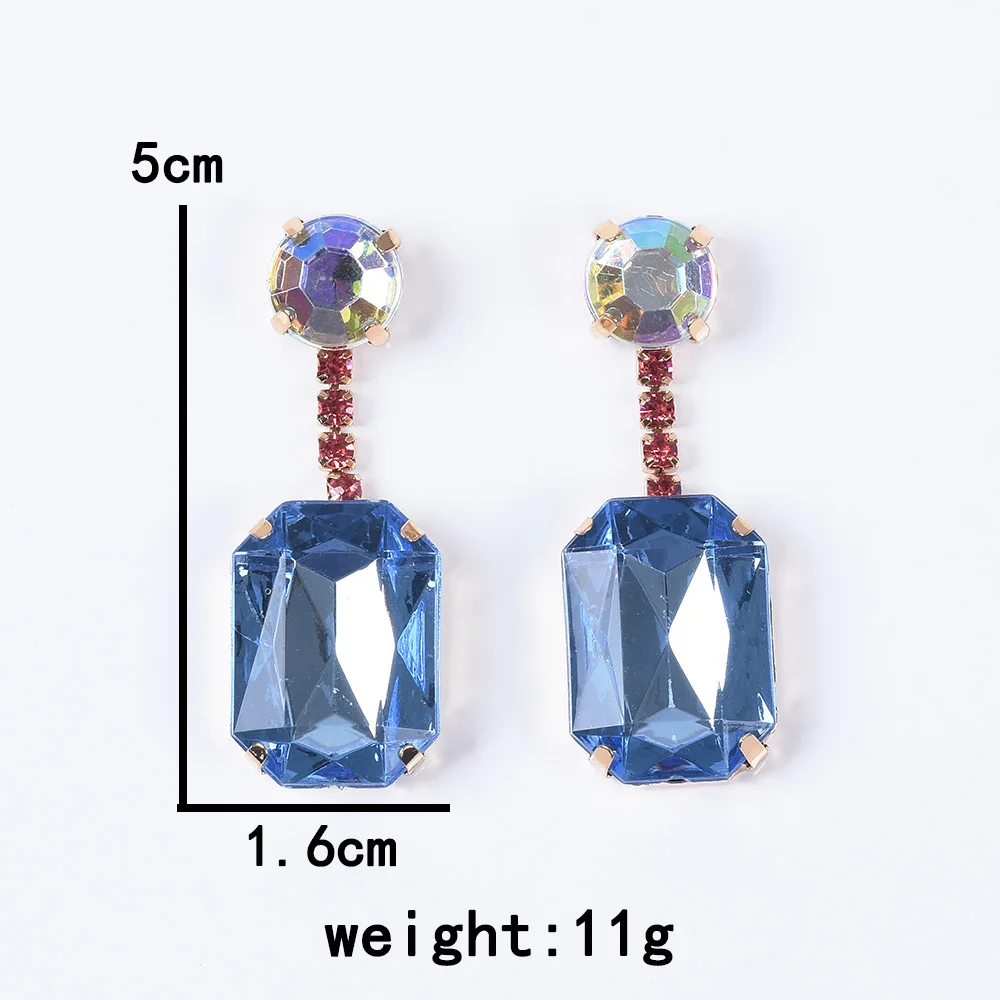 Корейские милые хрустальные висячие серьги Za для девочек синие со стразами