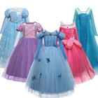 Зимнее платье принцессы для девочек, костюмы на Хэллоуин для детей, Сказочная одежда Вечерние вечернее платье, детское карнавальное бальное платье для выпускного вечера