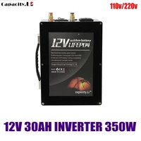 12v lifepo4 30ah rechargeable lithium battery pack with bms and inverter ac220v 350w used for outdoor camping
