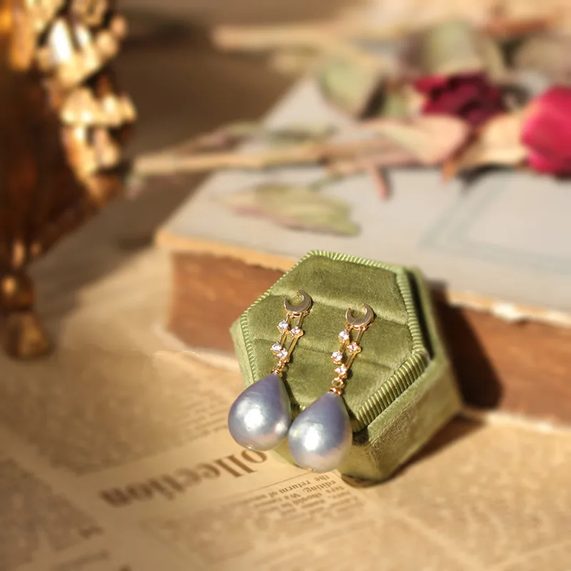 

FXLRY French Handmade vintage cotton beads autumn and winter short earrings For Women Jewelry