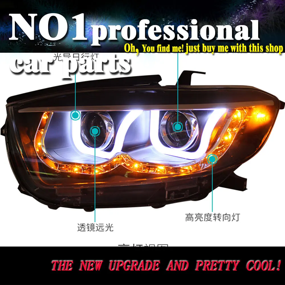 

car accessories For Toyota Highlander headlights 2009-2011For Highlander LED light Q5 bi xenon lens HID KIT beam Car Styling
