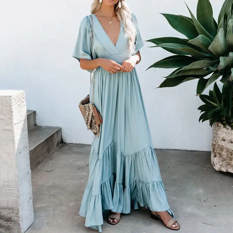 ТРАПЕЦИЕВИДНОЕ ПЛАТЬЕ макси женское винтажное богемное Летнее Длинное Платье с