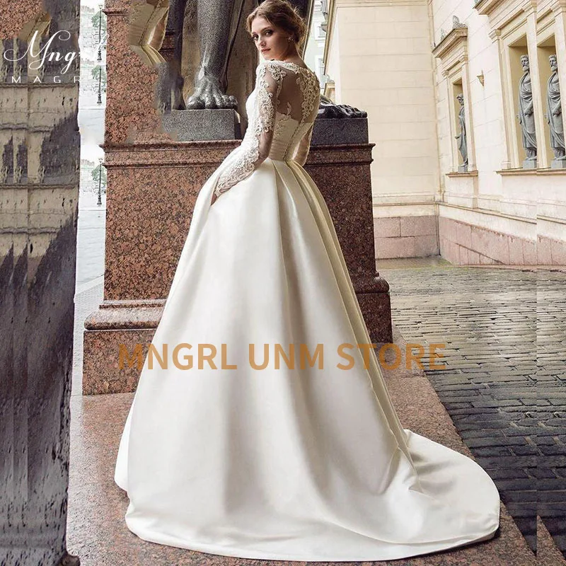 

MNGRL New simple wedding dress backless sleeveless design chiffon lace bride dresses princess dress plus size tailor-made