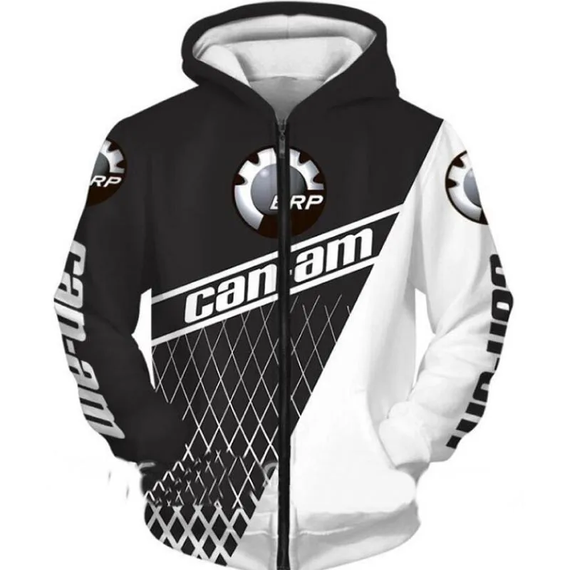 

New men's can-am Logo 3D Digital Printing Hoodie Casual Fashion high-quality Zipper Sweatshirt Harajuku Surrounding hip-hop Top