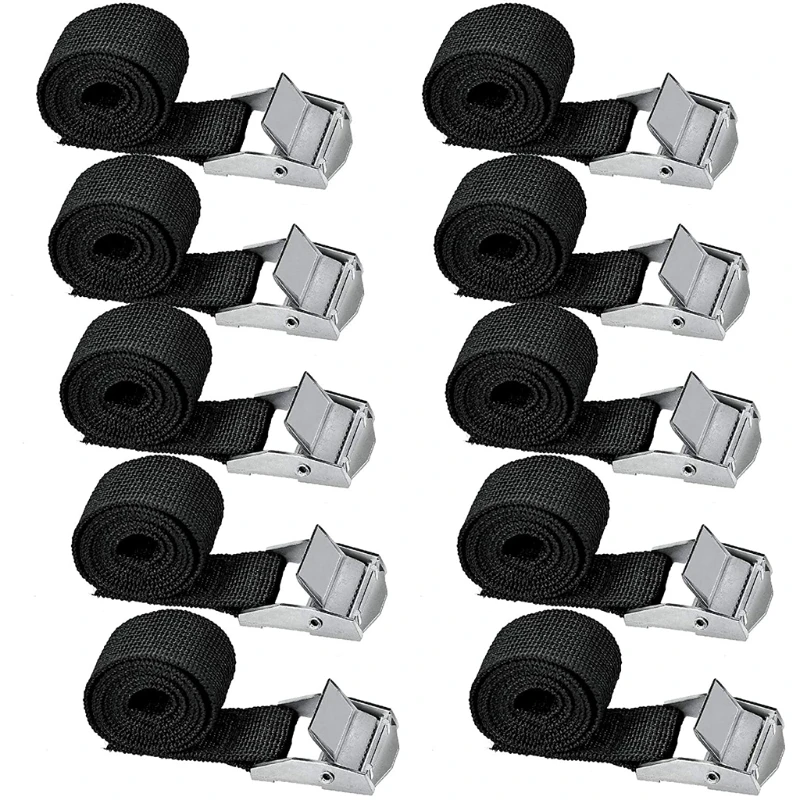 

Q9QD Pack of 10 Tie Down Straps Zinc Alloy Adjustable Cam Buckle Luggage Package Fixing Straps (63.5 cm x 2.5 cm)