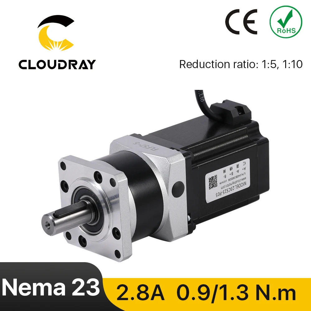Шаговый двигатель Cloudray Nema 23 4-выводной 0 9/нм планетарный мотор коробки передач