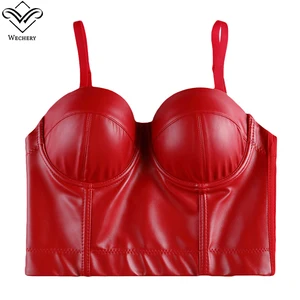 Кроп-Топ женский кожаный, без рукавов, в готическом стиле