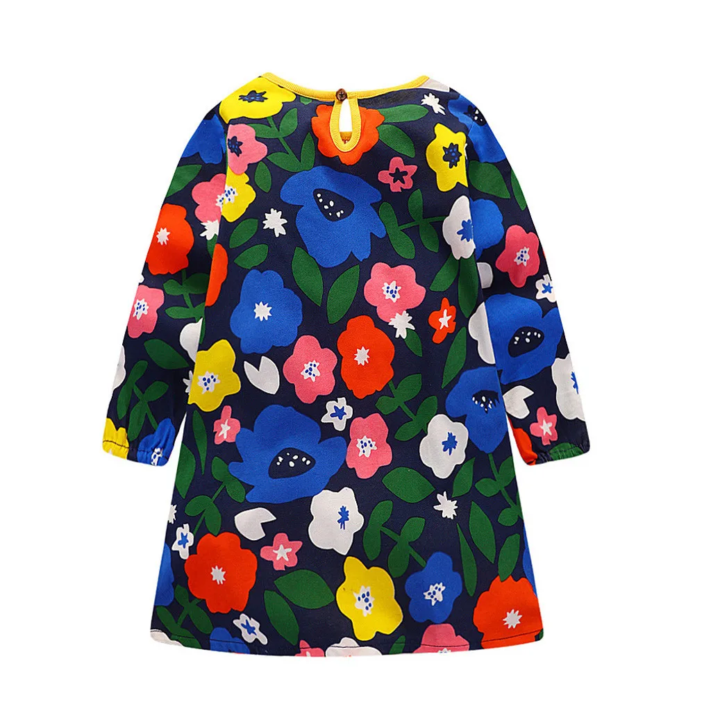 1-7t Girls Dress Long Sleeve Fashion Teen Floral Print Knit Princess Dresses Clothes Winter Girl Vestido De Niñas | Детская одежда и