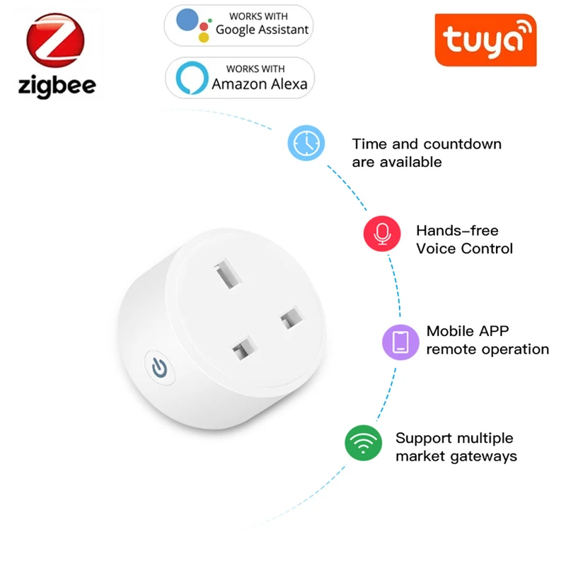 

Смарт-розетка ZigBee, 15 А, 110-250 В, с голосовым управлением