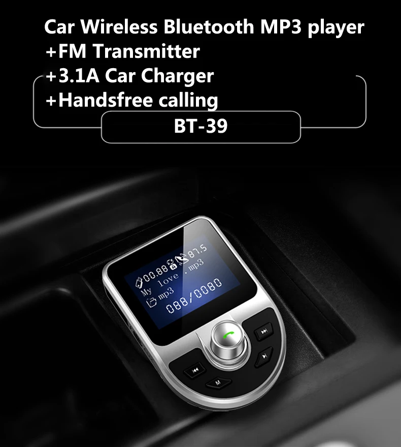JINSERTA Handsfree автомобильный Bluetooth fm-передатчик модулятор AUX вход/выход воспроизведение музыки 3.1A двойной USB зарядное устройство с TF/U диск Play