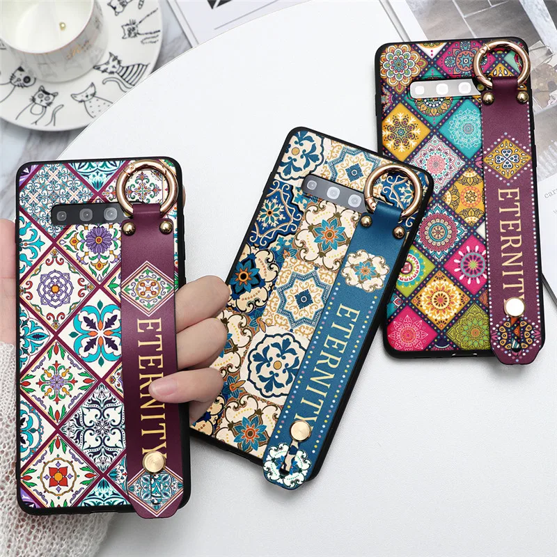 Ремешок на запястье мягкий TPU чехол для samsung Galaxy S7 S6 край S8 S9 S10 S10e A6 плюс A7 A9 A30 A20 A40
