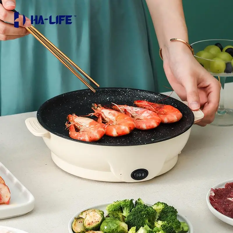 

Electric Frying Pan Skillet Oven Portable Non-Sticky Grill Fry Baking Multifunction Roast Pot Cooker Steak Barbecue Kitchen Tool