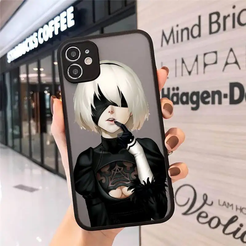 

Anime Nier Automata 2b Phone Cases Matte Transparent for iPhone 7 8 11 12 s mini pro X XS XR MAX Plus cover funda