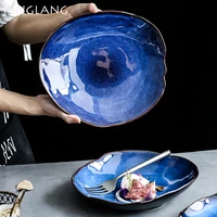 kinglang 124 pcs nordic ceramic food dish plate household pottery irregular dish salad platter dish dinnerware