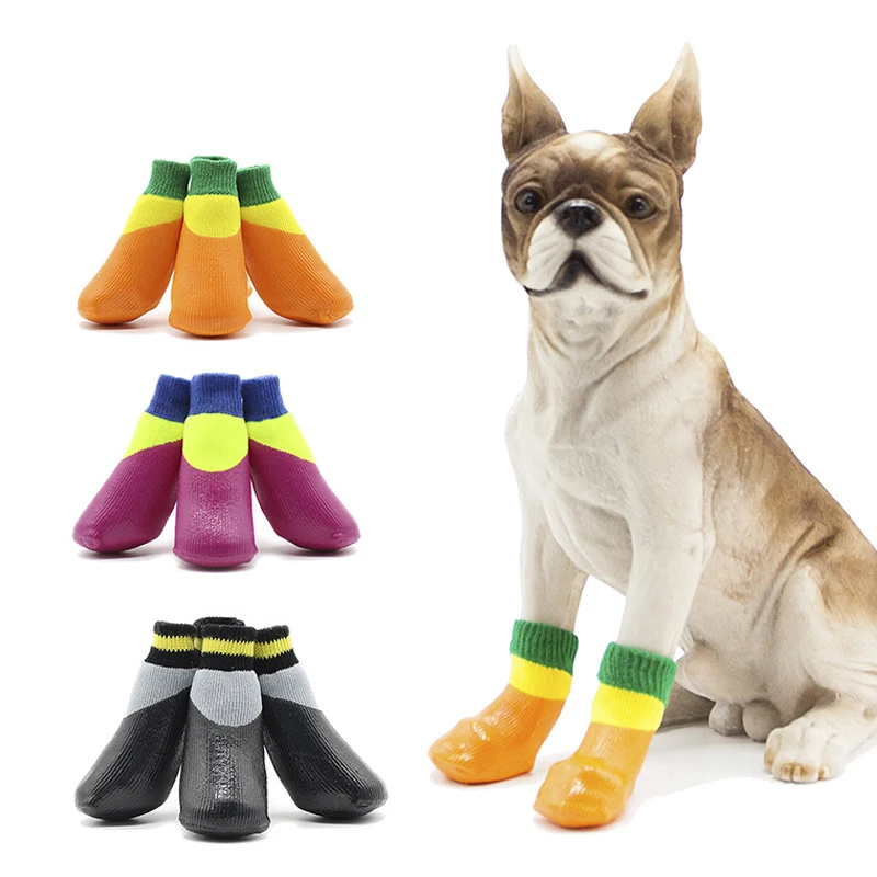 

For Anti Slip Dog Socks Waterproof Rubber Shoes Winter Warm Cat Dogs Stockings Boots For Small Medium Dogs Paw Protect Pet