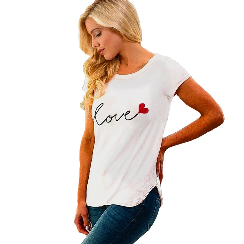 

Women T Shirt Female Girls Trainning & Exercise T-shirts LOVE T-Shirt Letters Print Short Sleeve O Neck Summer Tops Tees