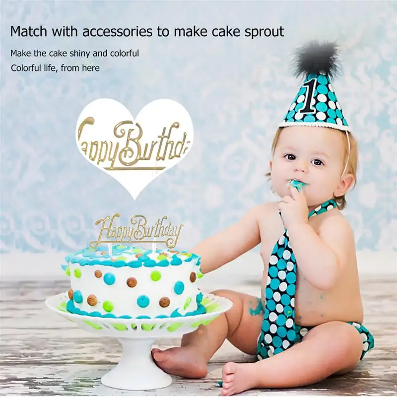 100 шт. блестящий Топпер для торта С Днем Рождения с принтом на день рождения
