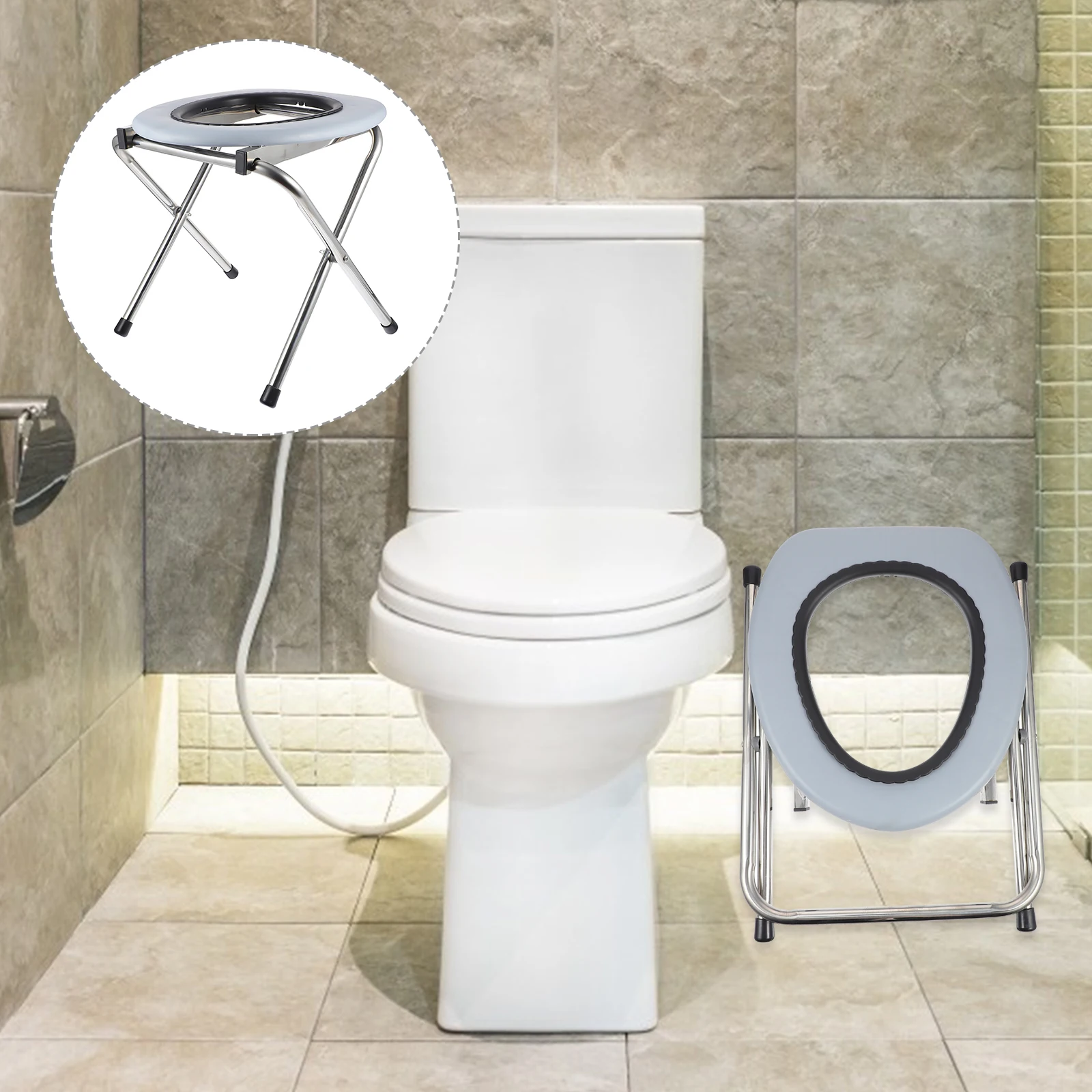 

1PC Foldable Bathroom Toilet Chair Portable Toilet Stool Potty Chair for The Old