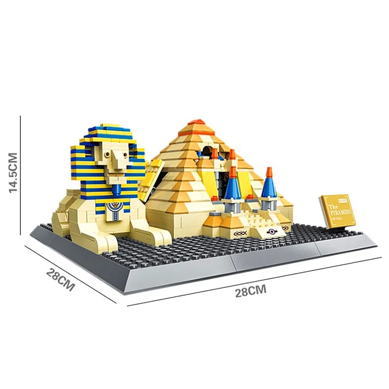 

WANGE 4210 Architecture Egypt Pharaoh Pyramid Building Blocks Sets Bricks Classic City Skyline Model Kids Toys for boy