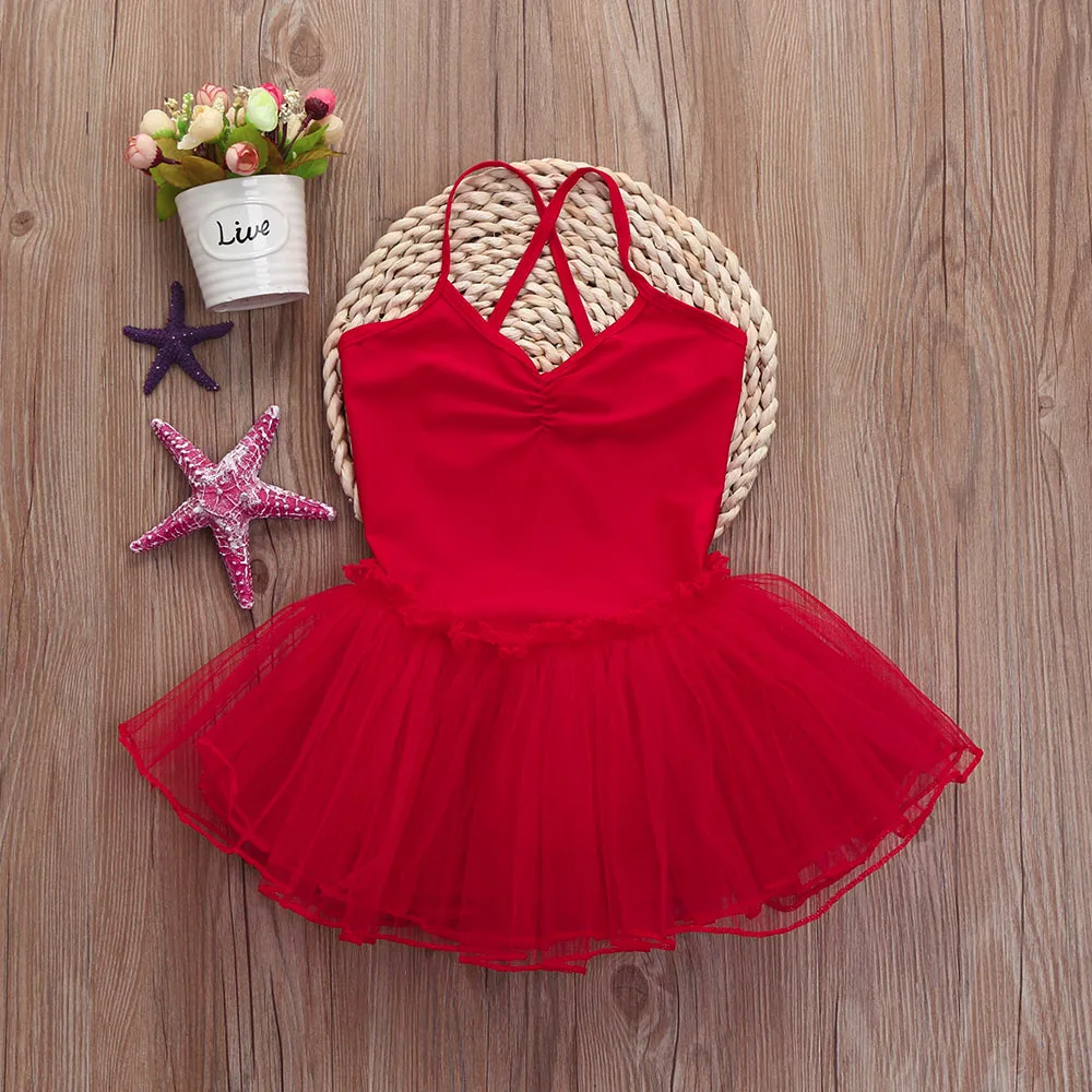 Toddler Girls Ballet Tutu Dress Soild Leotards Strap Sleeveless Gymnastics Swim Suit For Dancing HOOLER | Детская одежда и обувь