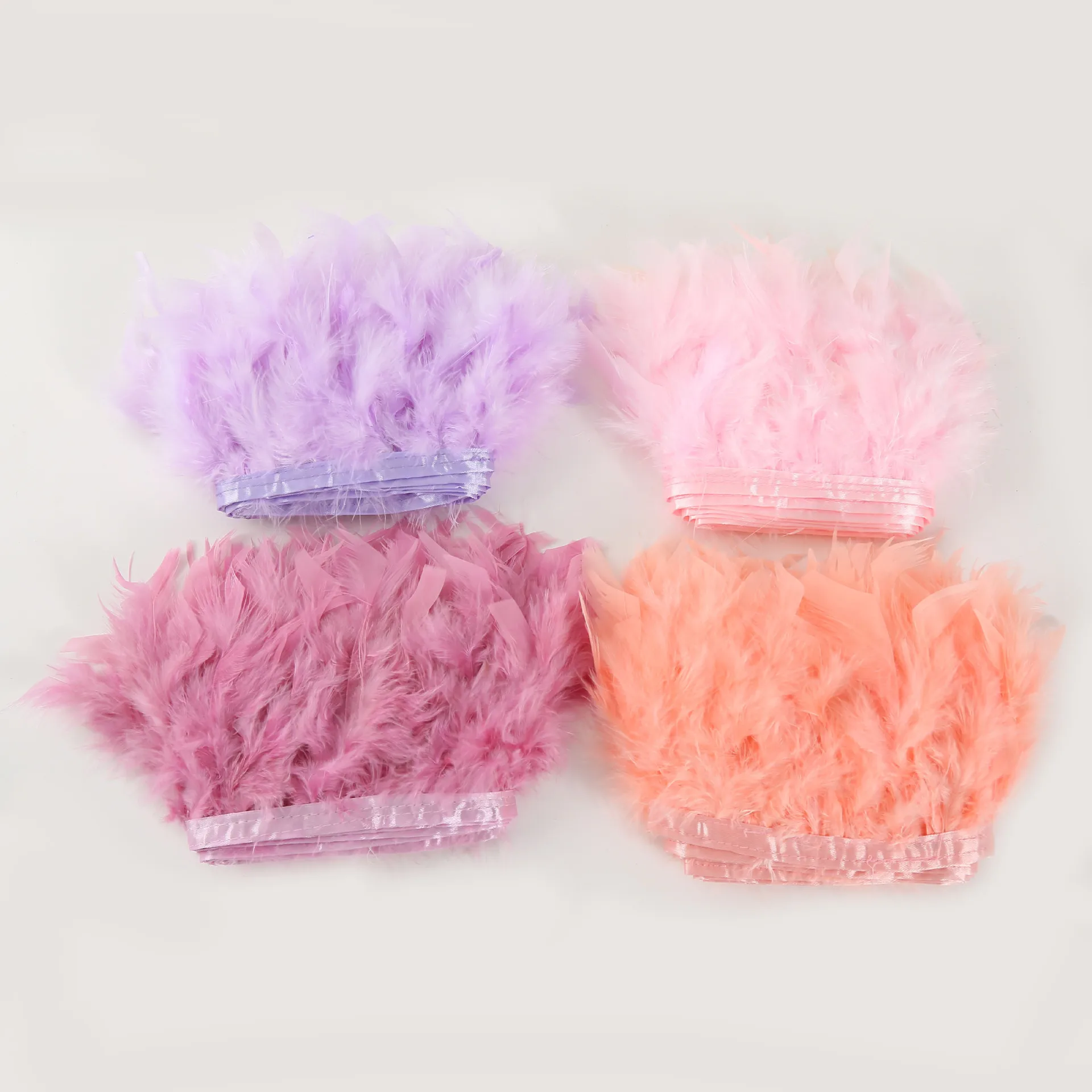 1 ярд окрашенная кожа розовый белый перо индейки отделка Бахромой 4 6 дюймов