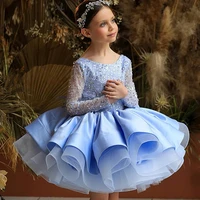 blue pricess flower girl dresses birthday beads couture wedding party dresses costumes first comunion photograpty drop shipping