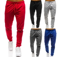 mens solid casual bottoms joggers jogging gym running sports pants long trousers color overalls hip hop clothing
