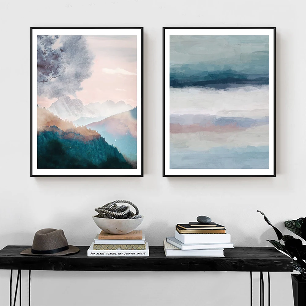 Wall Pictures for Living Room Rainbow Colour Mountain Art Print Picture Nordic Canvas Painting Waves Posters and Prints | Дом и сад