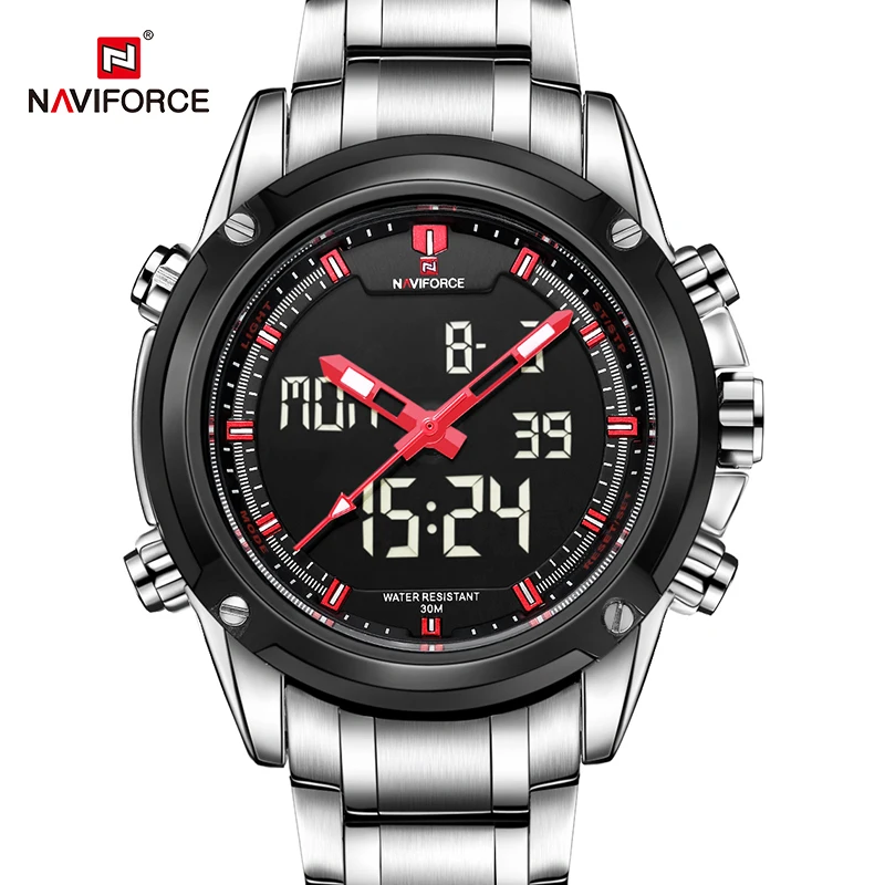 

NAVIFORCE мужские спортивные цифровые часы, Роскошные военные часы, мужские кварцевые аналоговые часы с будильником, мужские водонепроницаемые...
