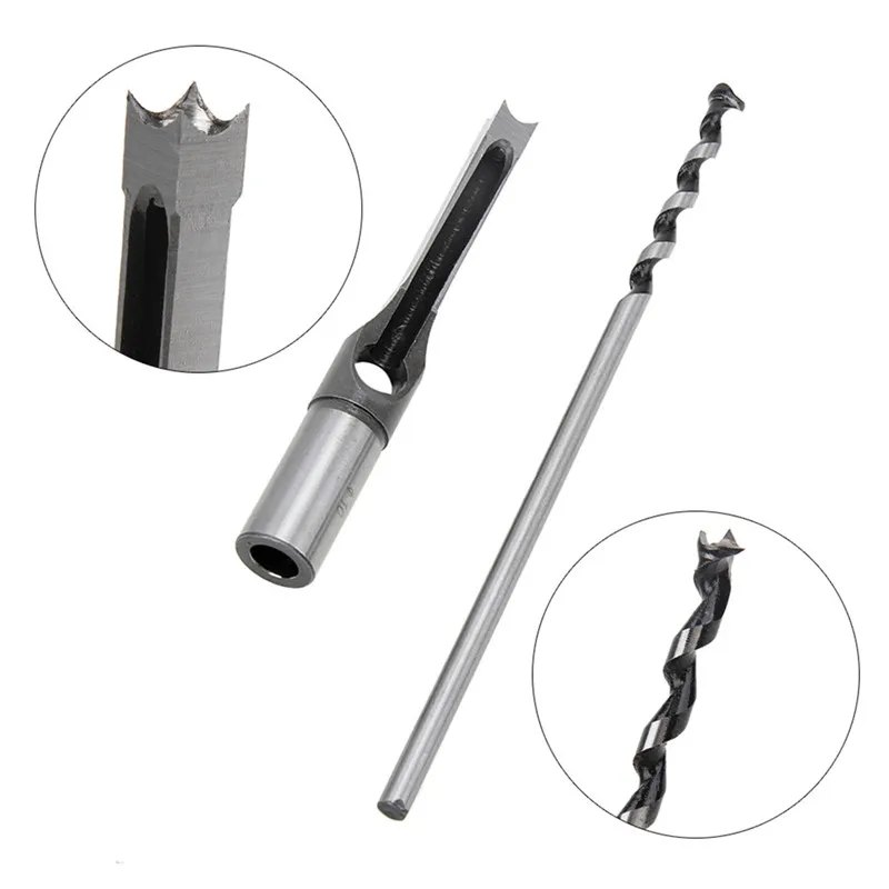 

4PCS HSS Twist Drill Bits Square Auger Mortising Chisel Drill Set Square Hole Woodworking Drill Tools Kit Set Extended SawTP-021