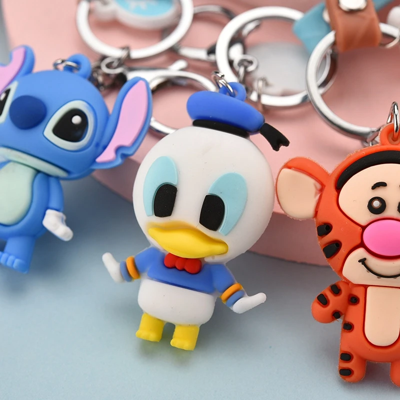 Disney Микки Маус стежка фигурка брелок кольцо ПВХ героев из мультфильма Минни