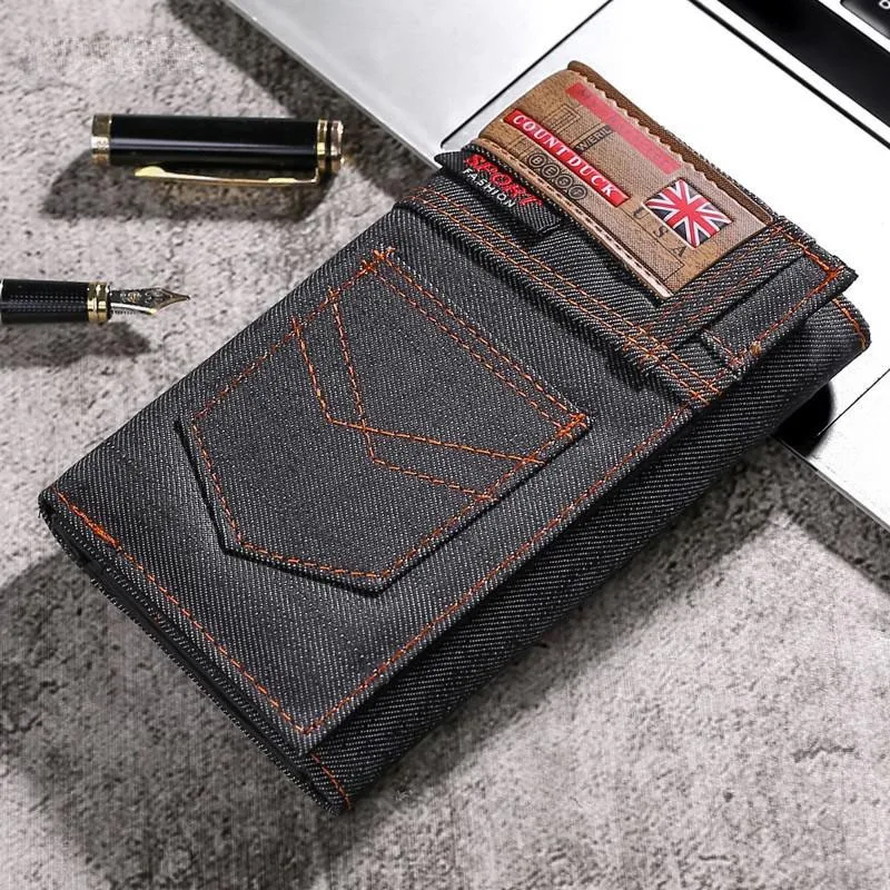 

Vintage Men Wallet Coin Bag long style Purse Denim cloth Wallets for Men Zipper Wallet high-capacity Luxury Clutch Bag billetera