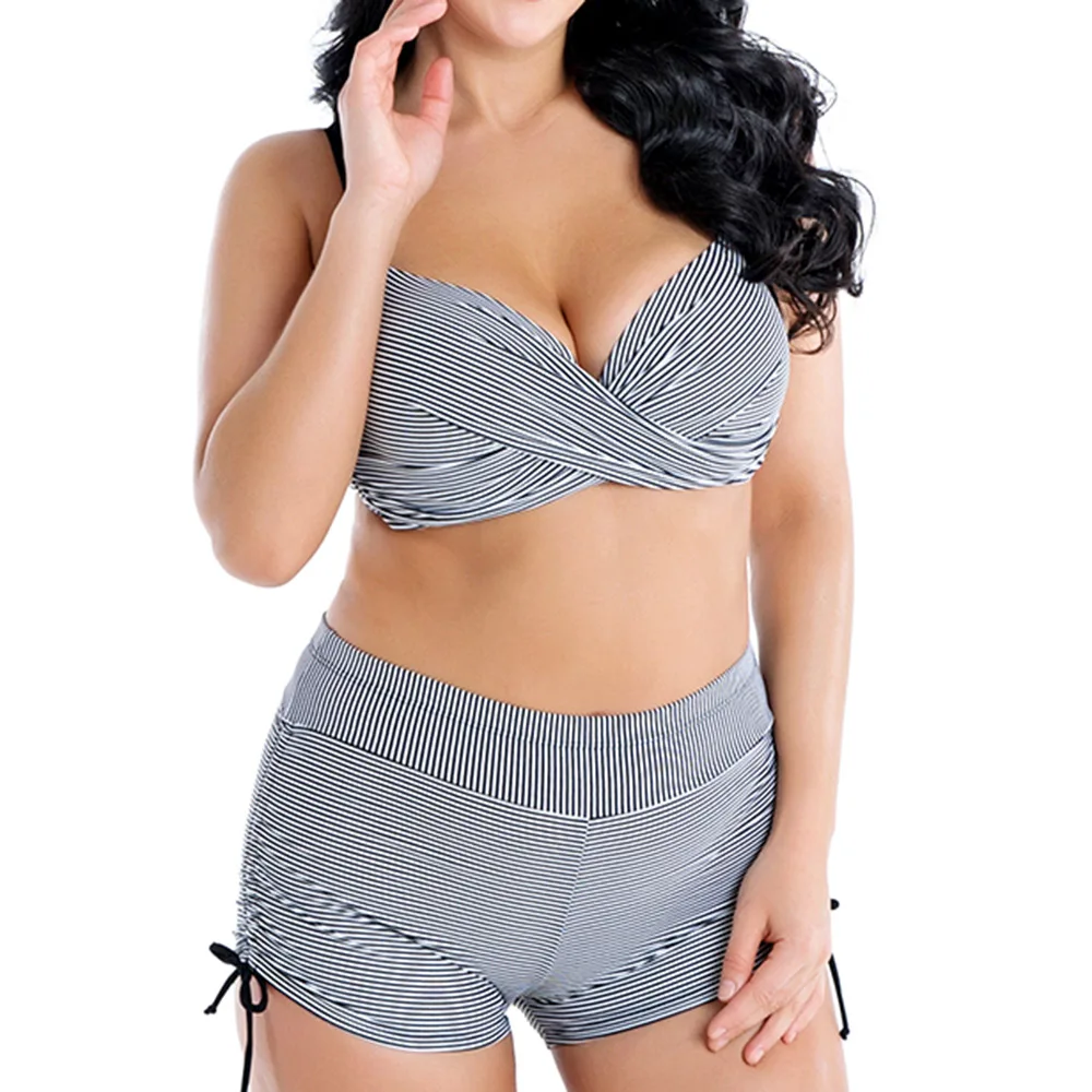 Bathing Suit Women 2019 Bikini Set Push Up Swimsuit Female Large Size With Shorts Swimwear High Waist Swimming 4XL 6XL 8XL | Женская