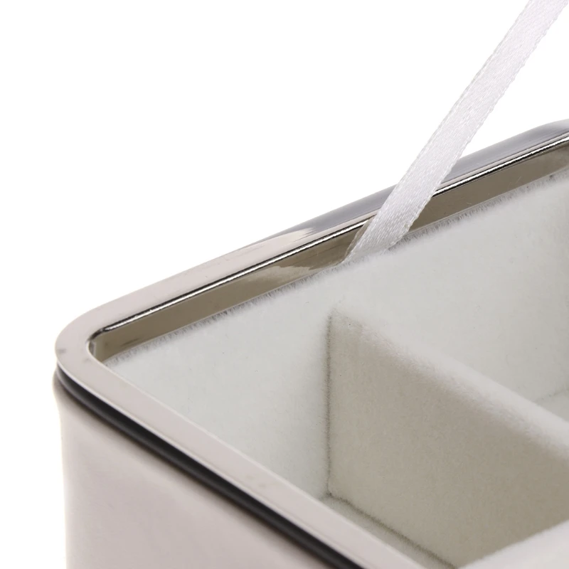 

Jewelry Box Organizer Case Ring Earring Necklace Mirror Storage Faux Leather Gift