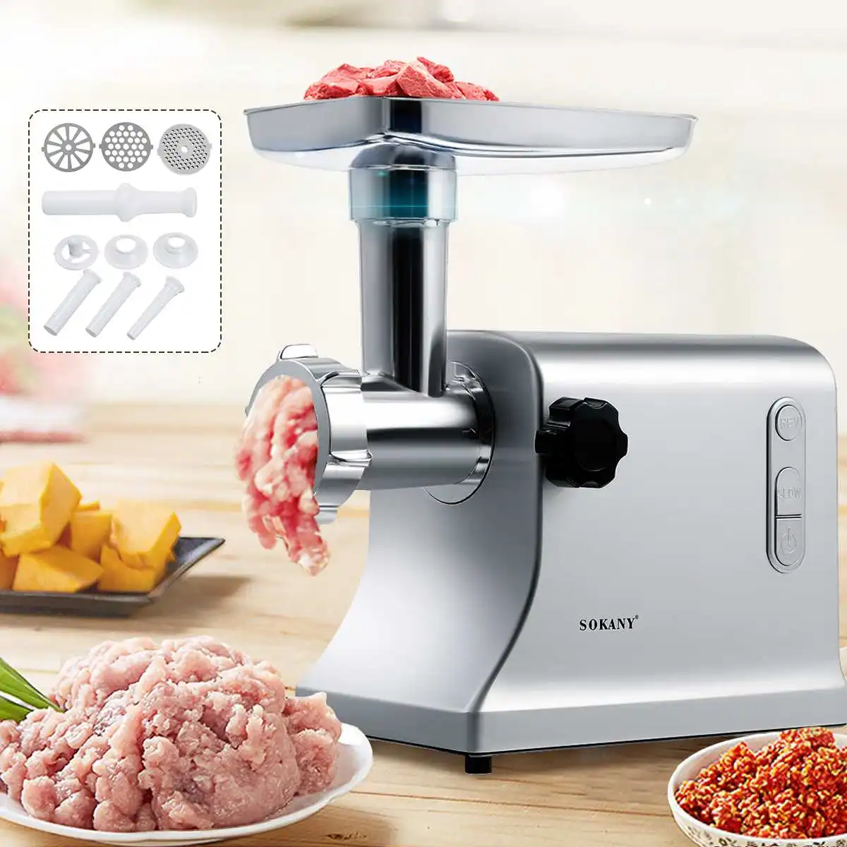 

3200W Electric Meat Grinders Stainless Steel Powerful Electric Grinder Sausage Stuffer Meat Mincer Home Kitchen Food Processor