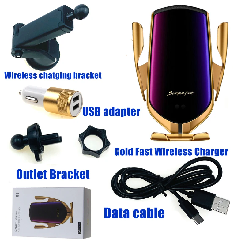 Автоматическое зажимное автомобильное беспроводное зарядное устройство с