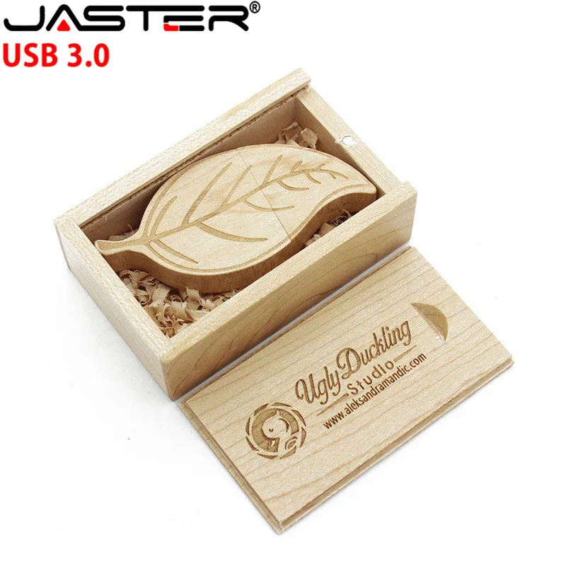 

JASTER USB 3,0 деревянный лист + упаковочная коробка usb флеш-накопитель карта памяти pendriver 8 Гб 16 Гб pendrive 32 Гб 64 Гб подарок