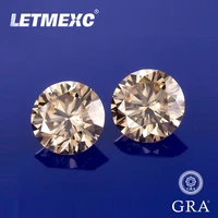 letmexc champagne moissanite diamond gemstones vvs1 round excellent cut for custom jewelry making with gra report