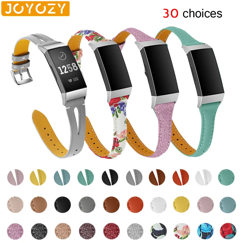 Joyozy блестящие дышащие кожаные ремешки для fitbit charge2 charge3 часов совместимые с Fitbit