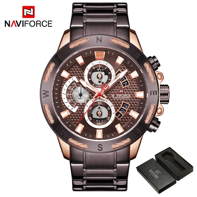 Часы наручные NAVIFORCE мужские с хронографом спортивные брендовые Роскошные