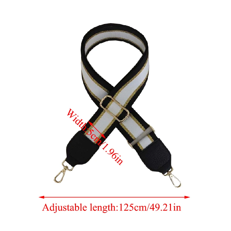 125cm Adjustable Cotton Strap Bag Belt White And Black 5cm Wide Shoulder Accessories Handles Handbag | Багаж и сумки
