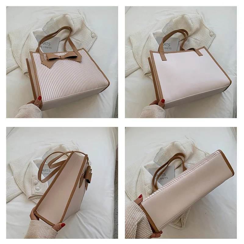 Женская сумка-тоут из искусственной кожи осенняя сумка с рюшами и бантом |