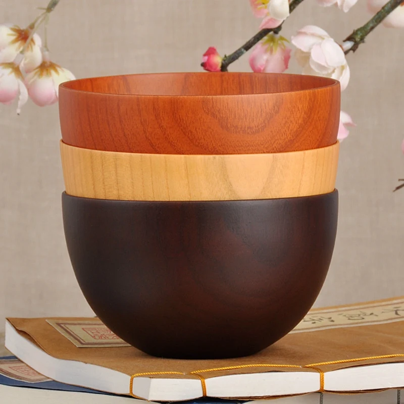 Деревянные Миски в японском стиле салаты лапши фрукты и хлопья Деревянная миска