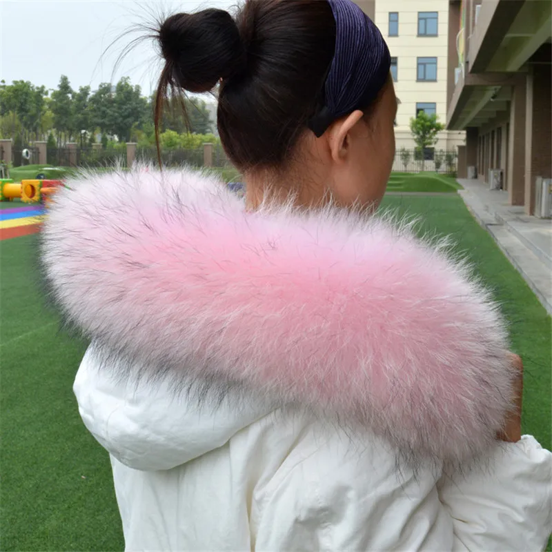 Genuine Real Raccoon Fur Collar Scarves Natural Raccoon fur Shawl Women Parka Coat Hood Trim Collar warm Fashion solid wrap
